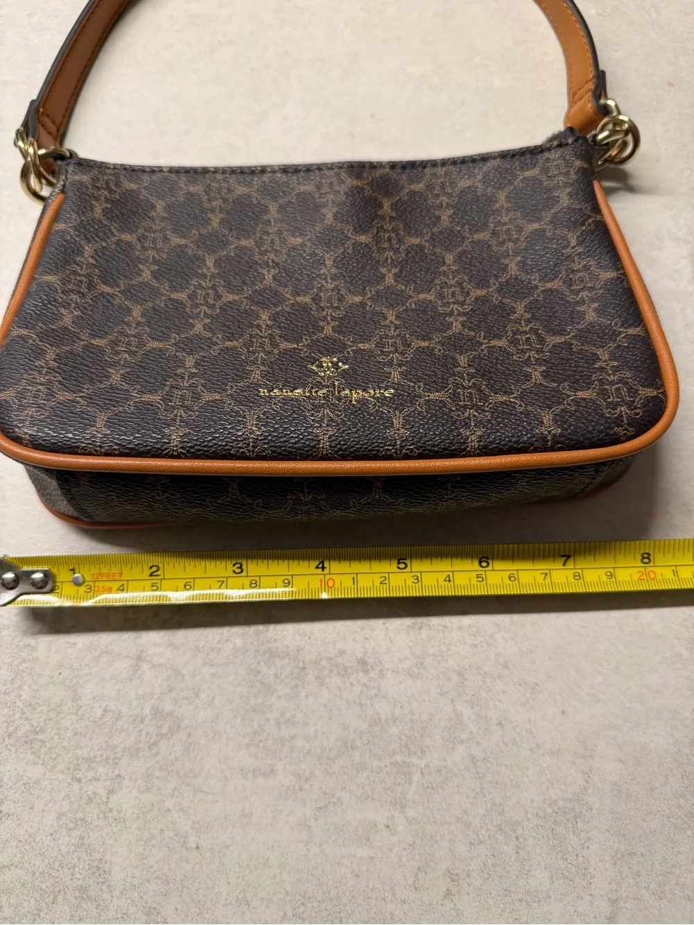 Nanette Lepore Brown Monogram Canvas Shoulder Bag